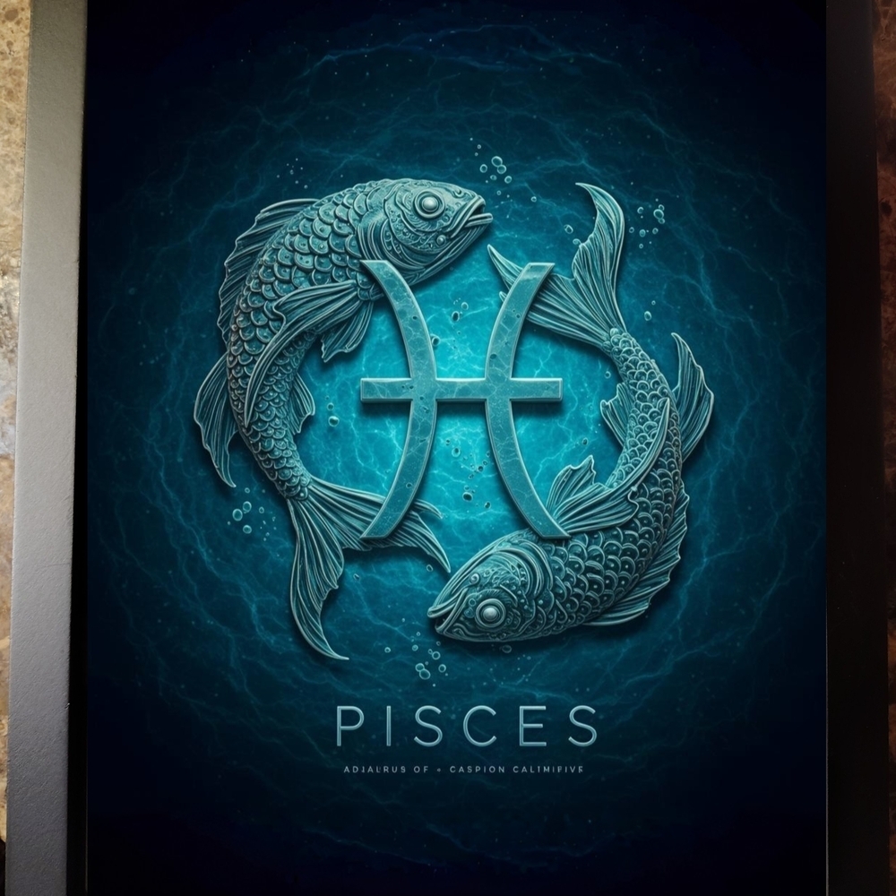 Pisces Zodiac Fish Art Print In A Frame 8x10